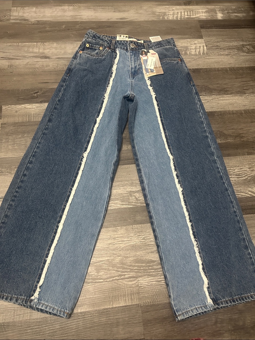 Levi's Two-Tone Blue Panel Wide Leg Jeans